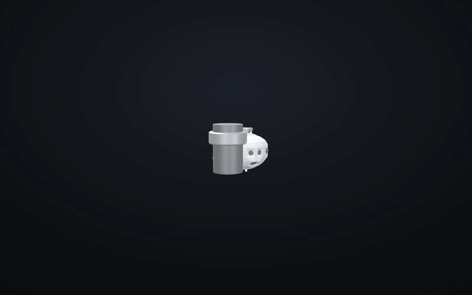The Panoblu masthead camera unit, rendered in 3D — a white dome housing on its mast-mount arm, against a dark background.